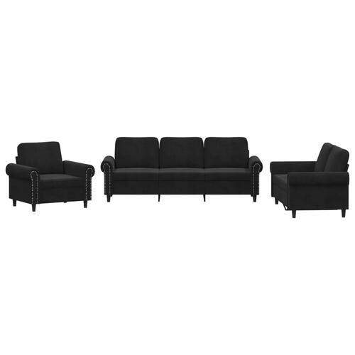 3 personers sofa med hynder velour sort