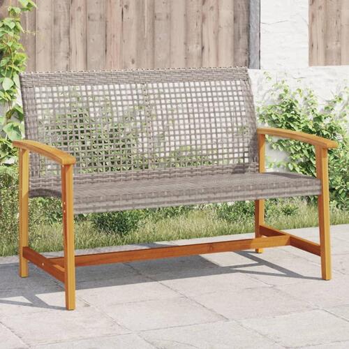Havebænk 112 cm polyrattan og akacietræ grå