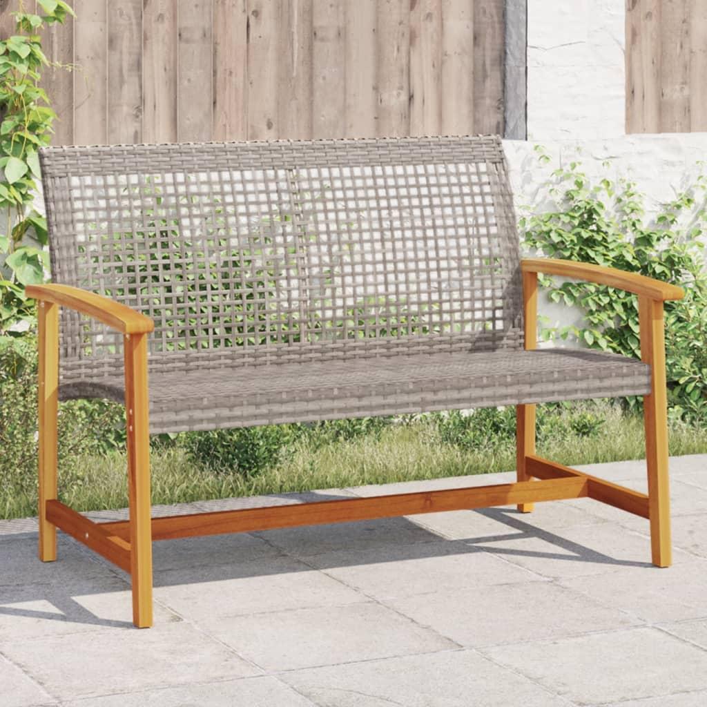 Havebænk 112 cm polyrattan og akacietræ grå