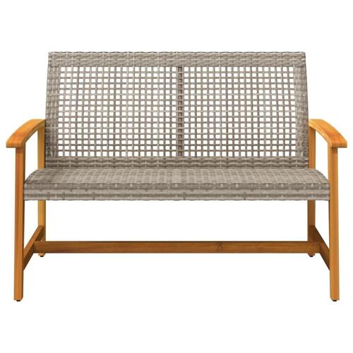 Havebænk 112 cm polyrattan og akacietræ grå