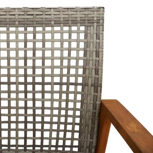 Havebænk 112 cm polyrattan og akacietræ grå