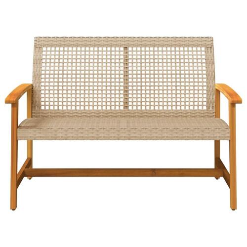 Havebænk 112 cm polyrattan og akacietræ beige