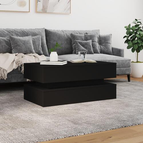 Sofabord med LED-lys 90x50x40 cm sort