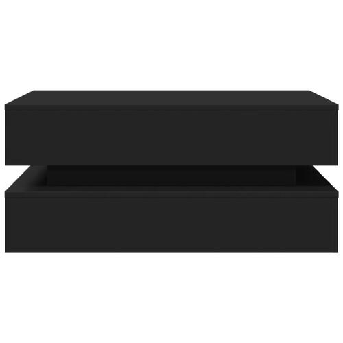 Sofabord med LED-lys 90x50x40 cm sort