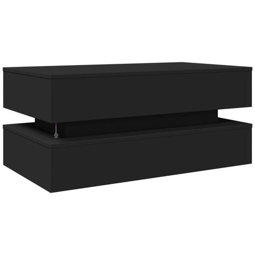 Sofabord med LED-lys 90x50x40 cm sort