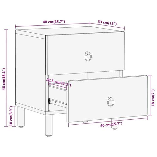 Sengebord 40x33x46 cm massivt mangotræ