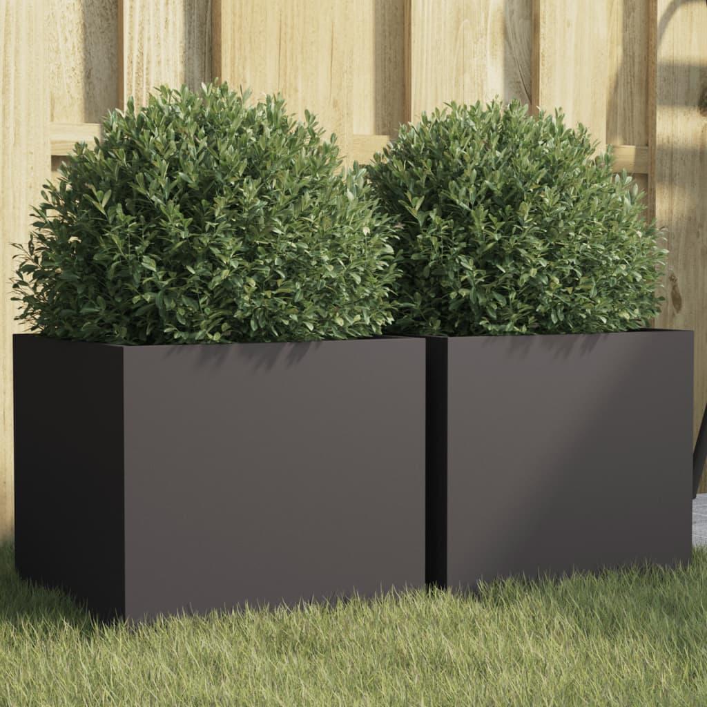 Plantekasser 2 stk. 32x30x29 cm stål sort billede