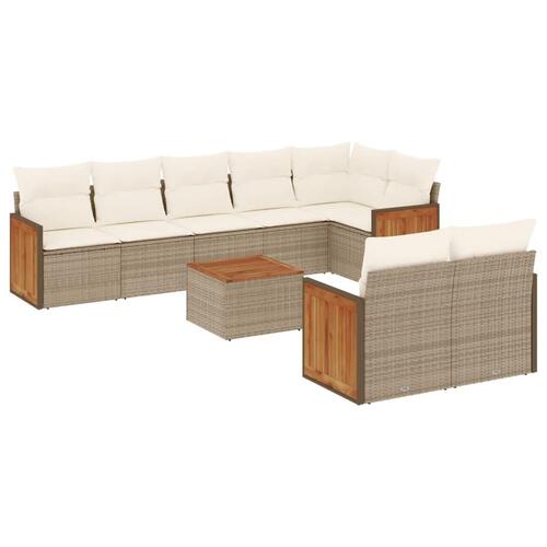 Sofasæt til haven 9 dele med hynder polyrattan beige