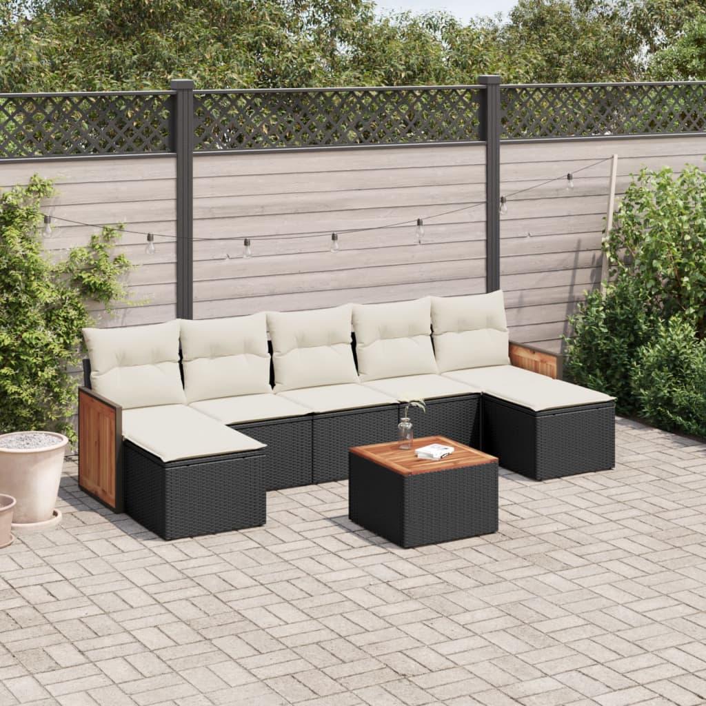 Sofasæt til haven 8 dele med hynder polyrattan sort