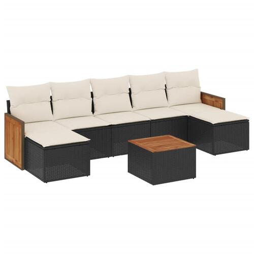 Sofasæt til haven 8 dele med hynder polyrattan sort