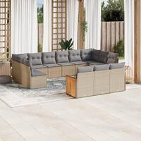 Sofasæt til haven 13 dele med hynder polyrattan beige