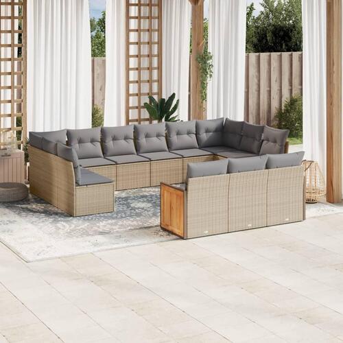 Sofasæt til haven 13 dele med hynder polyrattan beige