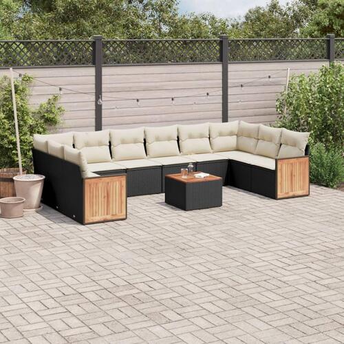 Sofasæt til haven 11 dele med hynder polyrattan sort