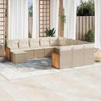Sofasæt til haven 12 dele med hynder polyrattan beige