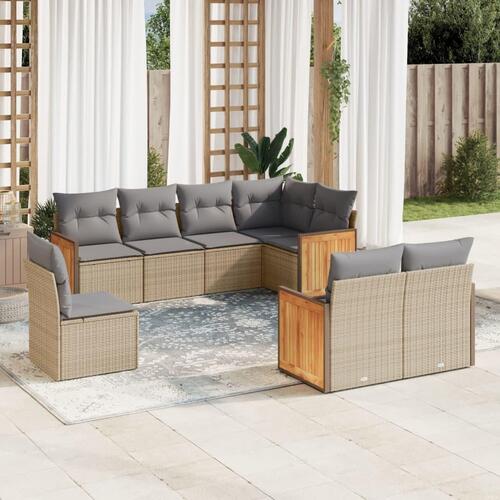Sofasæt til haven 8 dele med hynder polyrattan beige