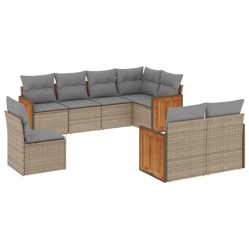 Sofasæt til haven 8 dele med hynder polyrattan beige