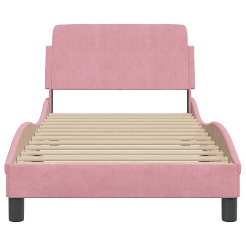 Sengeramme med hovedgærde uden madras Pink 90x190 cm Fløjl