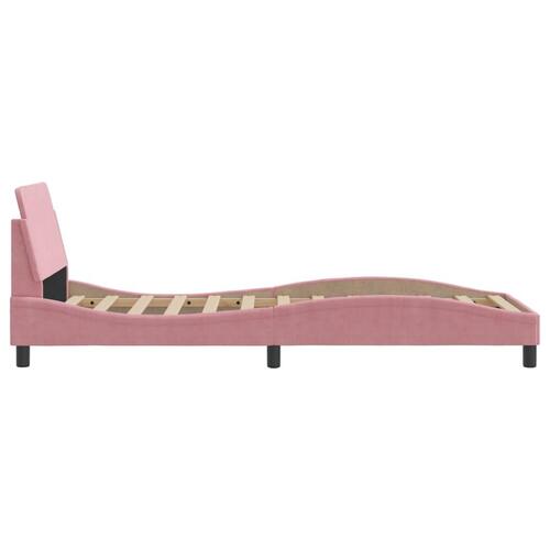 Sengeramme med hovedgærde uden madras Pink 90x190 cm Fløjl