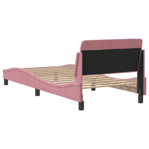 Sengeramme med hovedgærde uden madras Pink 90x190 cm Fløjl