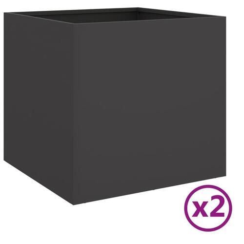 Plantekasser 2 stk. 49x47x46 cm koldvalset stål sort