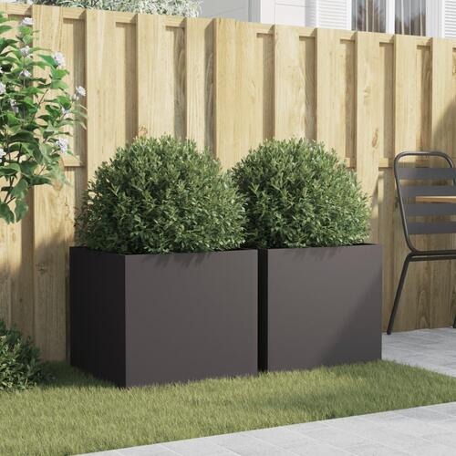 Plantekasser 2 stk. 49x47x46 cm koldvalset stål sort