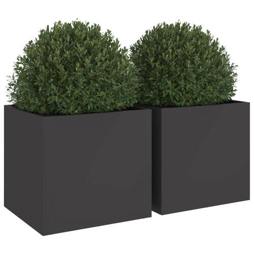 Plantekasser 2 stk. 49x47x46 cm koldvalset stål sort