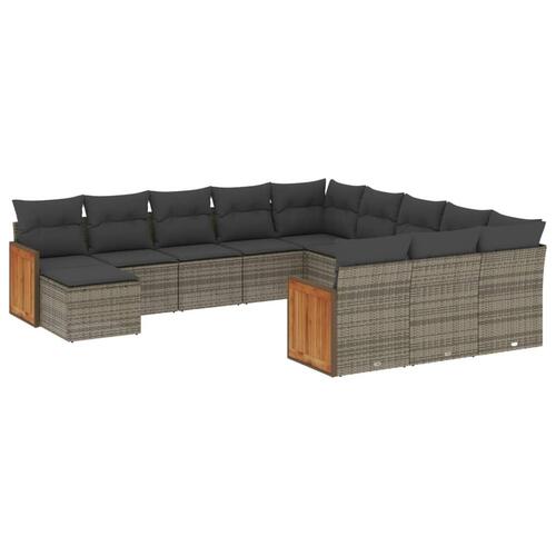Sofasæt til haven 12 dele med hynder polyrattan grå