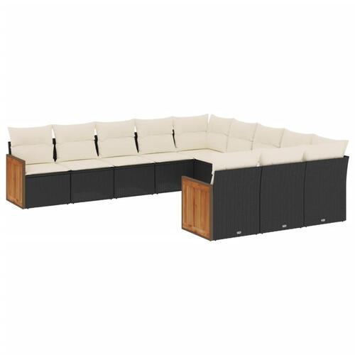 Sofasæt til haven 11 dele med hynder polyrattan sort