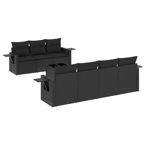 Sofasæt til haven 8 dele med hynder polyrattan sort