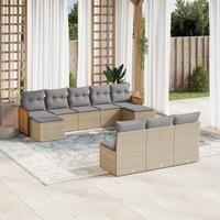 Sofasæt til haven 10 dele med hynder polyrattan beige
