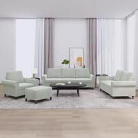 Sofasæt 4 dele med hynder velour lysegrå