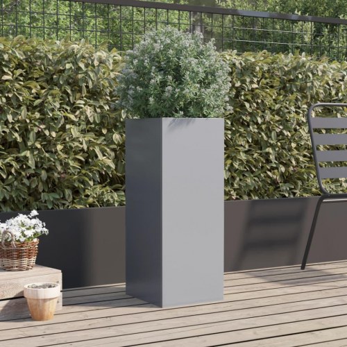 Plantekasse i galvaniseret stål 32 x 29 x 75 cm - sølvfarvet