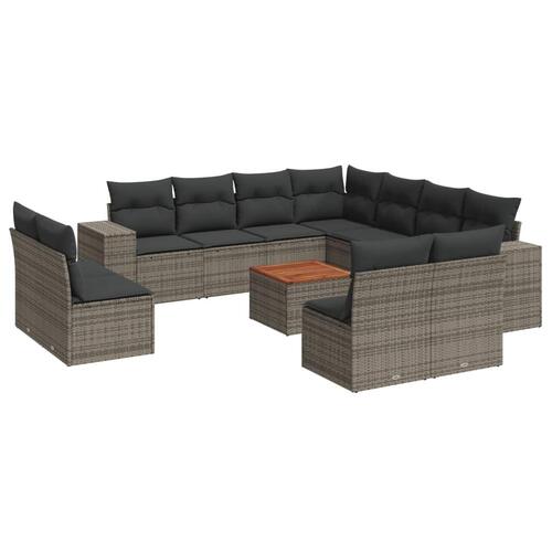 Sofasæt til haven 12 dele med hynder polyrattan grå