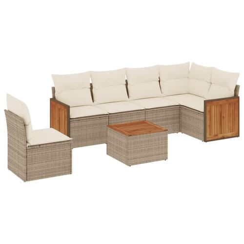 Sofasæt til haven 7 dele med hynder polyrattan beige