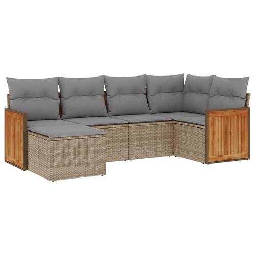 Sofasæt til haven 6 dele med hynder polyrattan beige