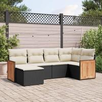 Sofasæt til haven 6 dele med hynder polyrattan sort