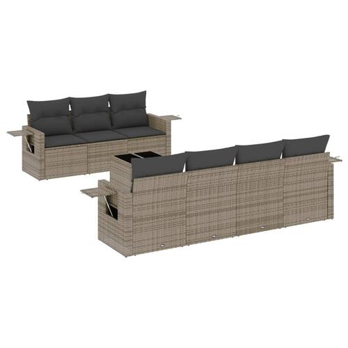 Sofasæt til haven 8 dele med hynder polyrattan grå
