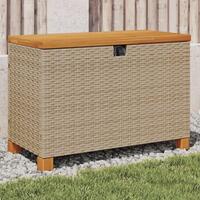 Opbevaringsboks til haven 80x40x48 cm polyrattan akacie beige