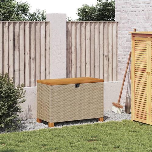 Opbevaringsboks til haven 80x40x48 cm polyrattan akacie beige