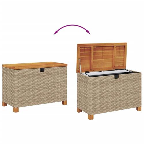 Opbevaringsboks til haven 80x40x48 cm polyrattan akacie beige