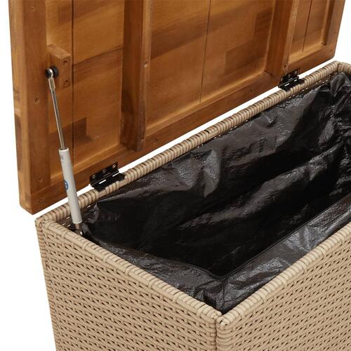 Opbevaringsboks til haven 80x40x48 cm polyrattan akacie beige