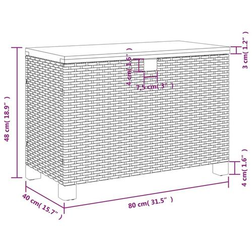 Opbevaringsboks til haven 80x40x48 cm polyrattan akacie beige