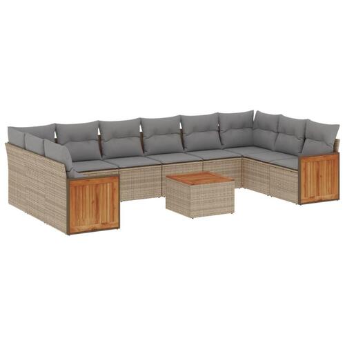 Sofasæt til haven 11 dele med hynder polyrattan beige