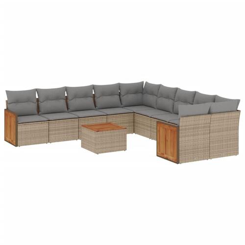 Sofasæt til haven 11 dele med hynder polyrattan beige