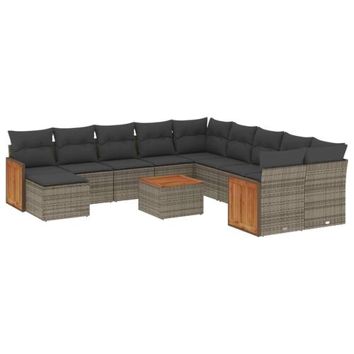 Sofasæt til haven 12 dele med hynder polyrattan grå