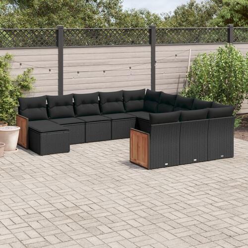 Sofasæt til haven 12 dele med hynder polyrattan sort