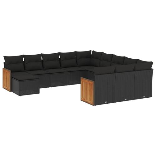 Sofasæt til haven 12 dele med hynder polyrattan sort