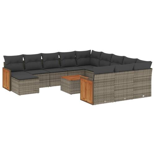 Sofasæt til haven 13 dele med hynder polyrattan grå