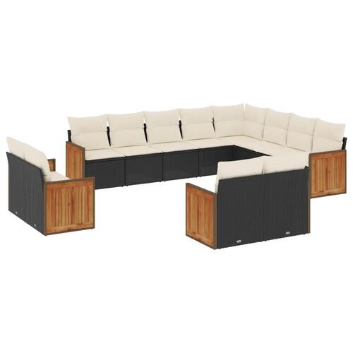 Sofasæt til haven 12 dele med hynder polyrattan sort