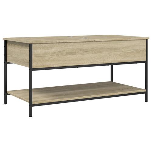 Sofabord 100x50x50 cm konstrueret træ og metal sonoma-eg